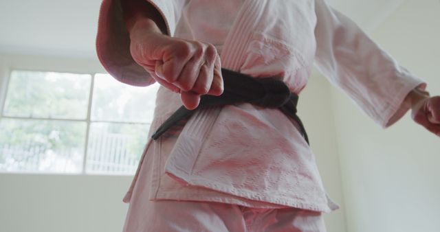 Martial Artist Standing in Ready Position in Karate Uniform - Download Free Stock Images Pikwizard.com