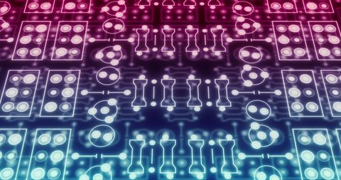 Neon Integrated Circuit Design on Digital Circuit Board - Download Free Stock Images Pikwizard.com