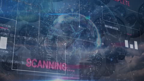 Futuristic Digital Interface with Earth and Data