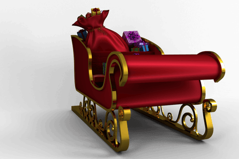Santa claus sleigh with presents on transparent background