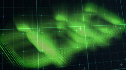 Glowing Data Processing on Digital Grid Interface Animation