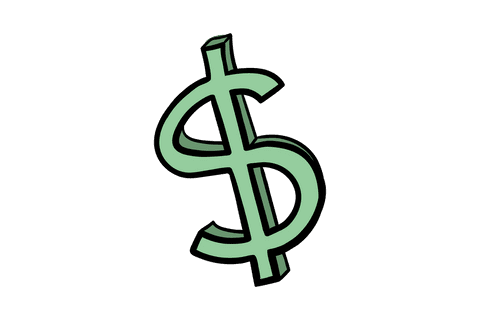 Green twisted dollar symbol on transparent background vector