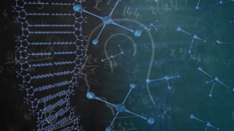 Abstract Digital Animation of DNA, Human Profile, and Molecules