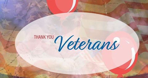 Thank You Veterans Banner with Balloons and Patriotic Background - Download Free Stock Images Pikwizard.com