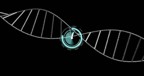 Clock Over DNA Strand Symbolizing Genetics and Time