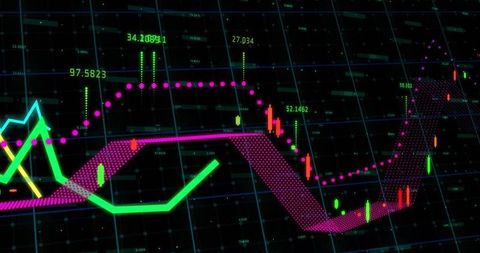 Futuristic Digital Financial Chart with Neon Networks