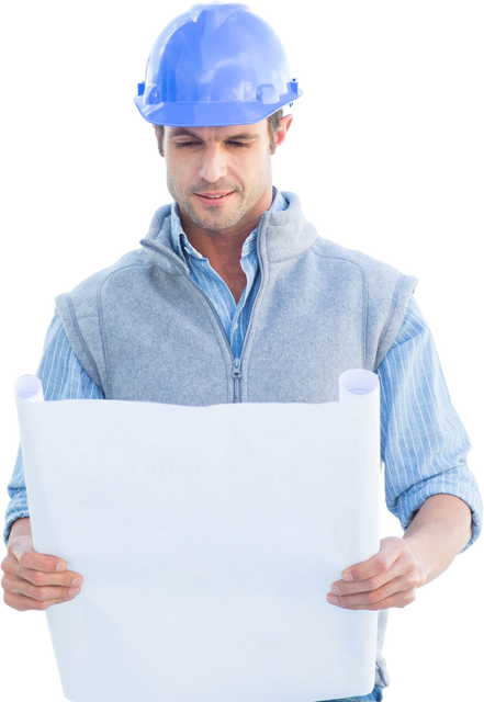 Transparent Background Image of Male Architect with Blueprint - Download Free Stock Videos Pikwizard.com