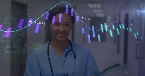 Nurse Analyzing Digital Data with Modern Technology in Hospital