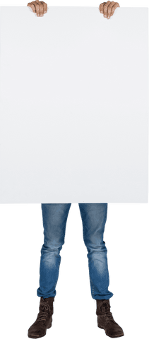 Person in Jeans Holding Blank Transparent Cardboard Sign - Download Free Stock Videos Pikwizard.com