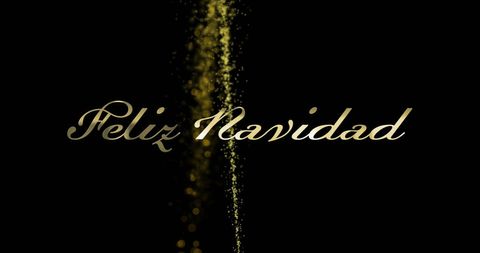 Feliz Navidad Text with Glowing Lights on Black Background