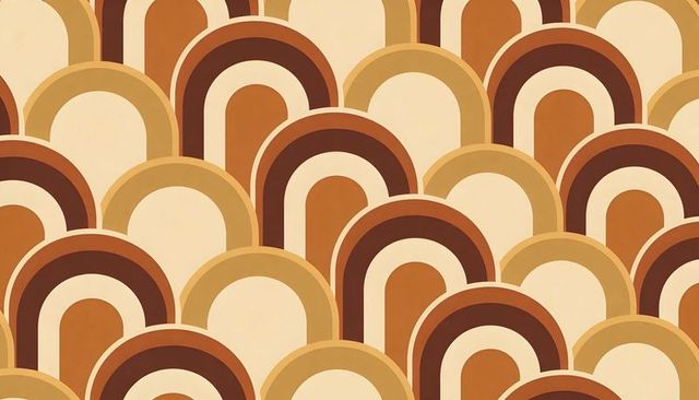 Repeating retro scallop arches creating warm geometric pattern for wallpaper and textiles