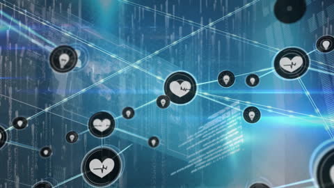 Digital Network of Neural Connections with Technology Icons