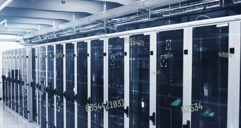 Data Processing in Modern Server Room, Digital Network Animation