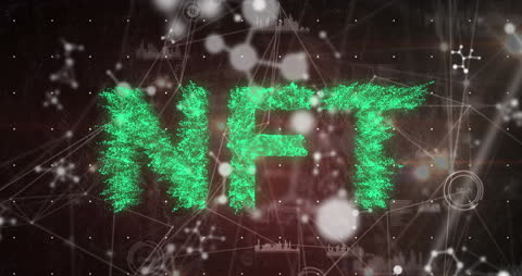 Digital NFT Concept with Futuristic Data Matrix Background