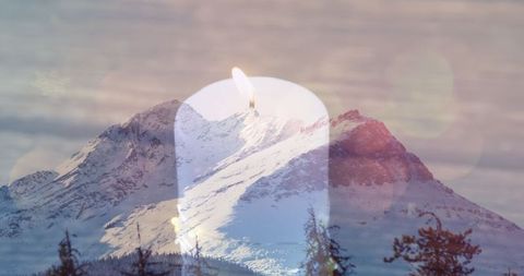 Fusion of Tranquility: Candle and Mountain Landscape