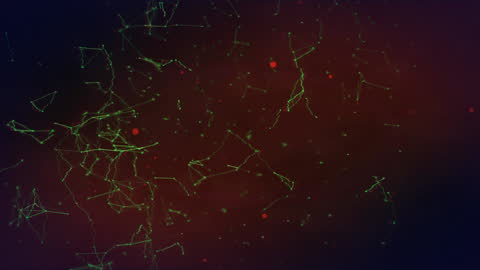 Abstract Network Particles Connecting in Dark Background