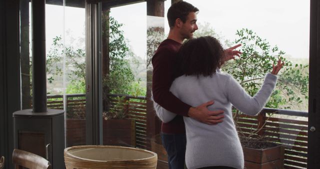 Couple Enjoying Scenic View from Modern Home Balcony - Download Free Stock Images Pikwizard.com