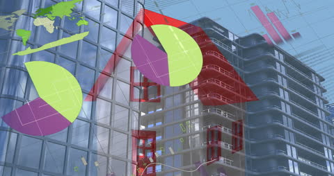 Data Analytics and Real Estate Visualization Over Modern Skyscrapers