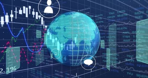 Global Financial Data Visualization with Digital Globe and Market Trends - Download Free Stock Images Pikwizard.com