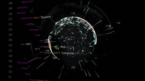 Abstract Digital Globe with Code Overlay