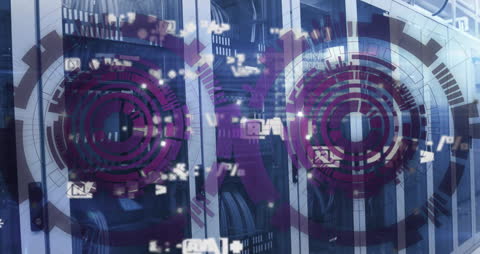 Abstract Data Visualization Over High-Tech Server Room