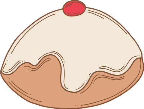 Whimsical pastry bun with luscious icing floating on a transparent background