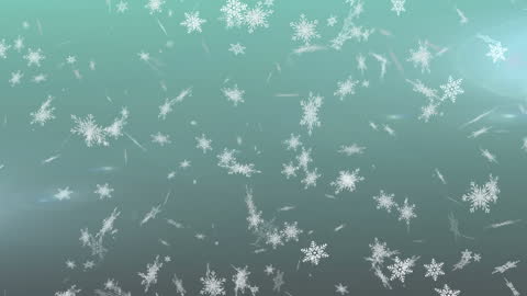 Falling Snowflakes Animation on Green Background