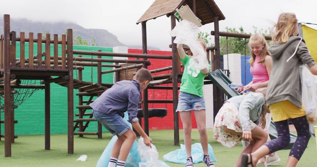 Children Cleaning Playground Together on Sustainable Project - Download Free Stock Images Pikwizard.com