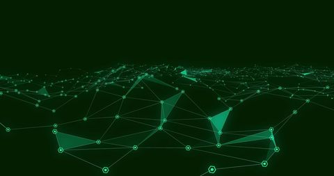 Abstract digital network connection with moving triangles