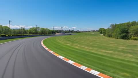 Aerial Shot of Racecar Hugging Apex on Pristine Racing Track
