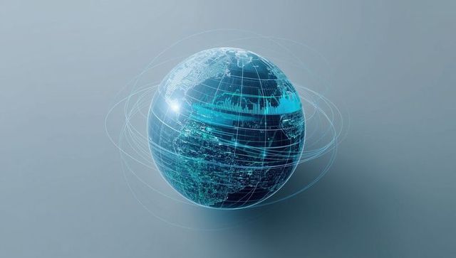 Holographic Globe with Digital Network Connectivity Concept