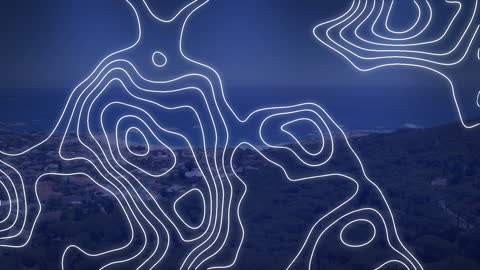 Abstract Digital Topography with Night Forest View