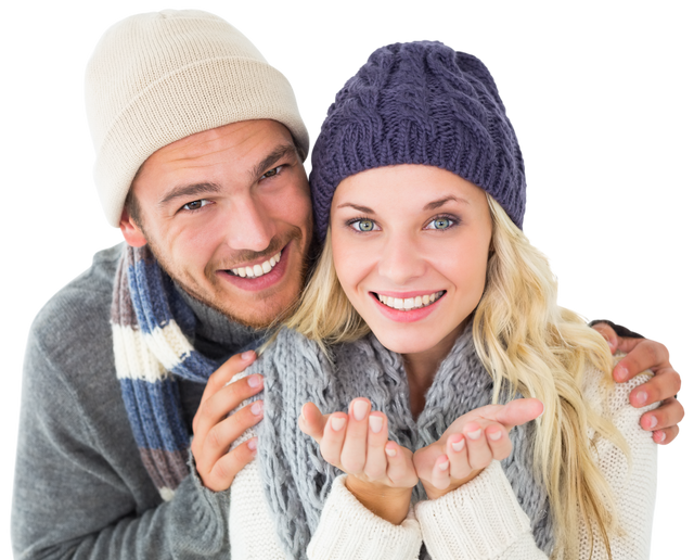 Happy Couple in Winter Fashion Posing with Joyful Expressions Transparent Background - Download Free Stock Videos Pikwizard.com