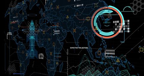 Global Data Processing Interface on Cyber World Map - Download Free Stock Images Pikwizard.com