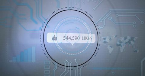 Digital Dashboard Showing Number of Likes with Technology Interface
