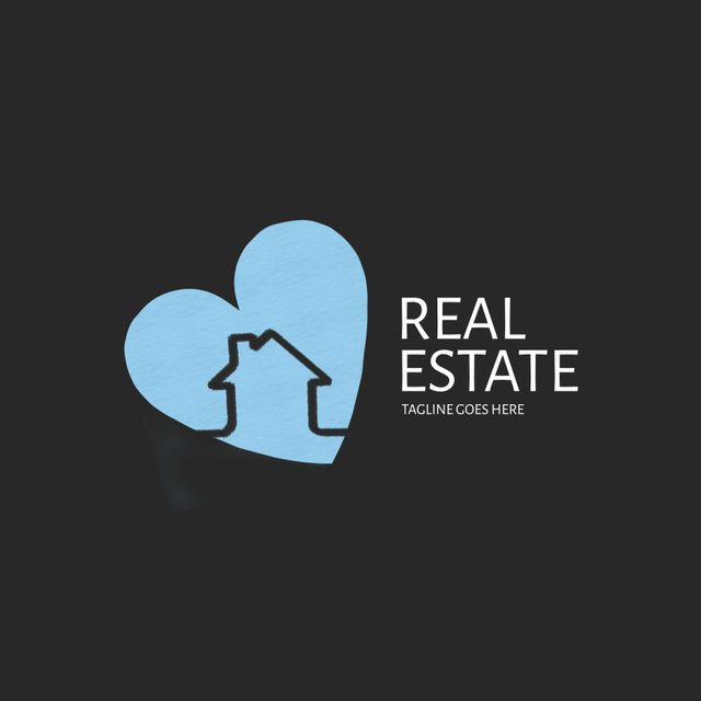 Heart-Shaped Real Estate Branding Design with House Silhouette - Download Free Stock Templates Pikwizard.com