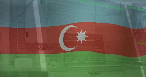 Azerbaijan Flag Blending with Computer Interface on Office Desk - Download Free Stock Images Pikwizard.com