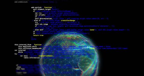 futuristic digital globe with code overlay illustrating global connections - Download Free Stock Images Pikwizard.com