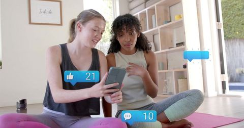 Diverse Friends Engaging with Social Media on Smartphone