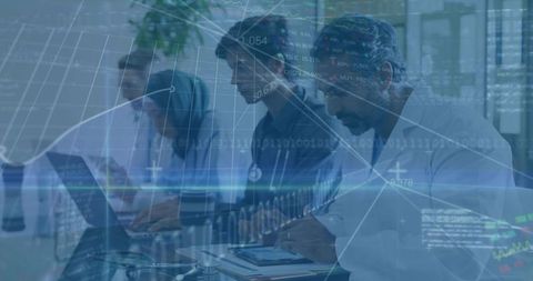 Business Team Analyzing Market Data with Technology in Modern Office