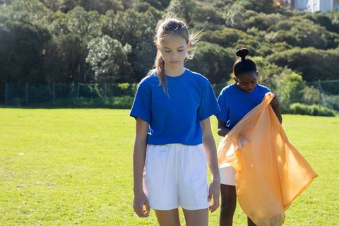 Teen Girls in Activewear Preparing for Outdoor Activity