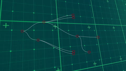 Abstract DNA Strand Visualization on Digital Grid Background