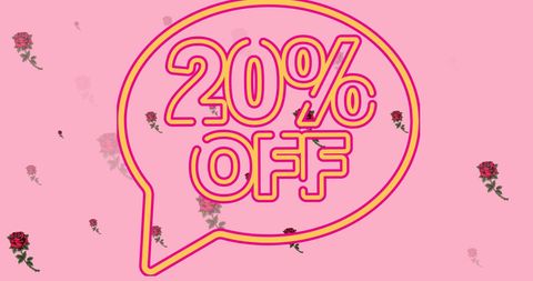 Bright Sale Bubble with 20 Percent Off Text and Roses