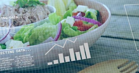 Healthy Salad with Data Analytics Overlay