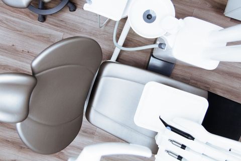 Modern dental office equipment from above in celebration of national dental hygiene month