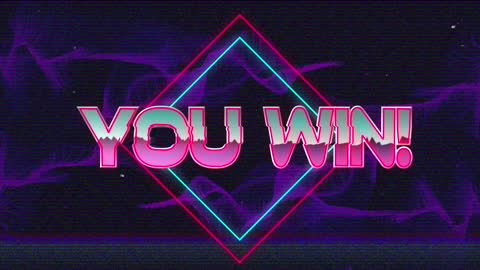 Retro Video Game You Win Message Glowing Neon Style
