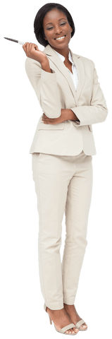 Smiling African American Businesswoman Isolated on Transparent Background
