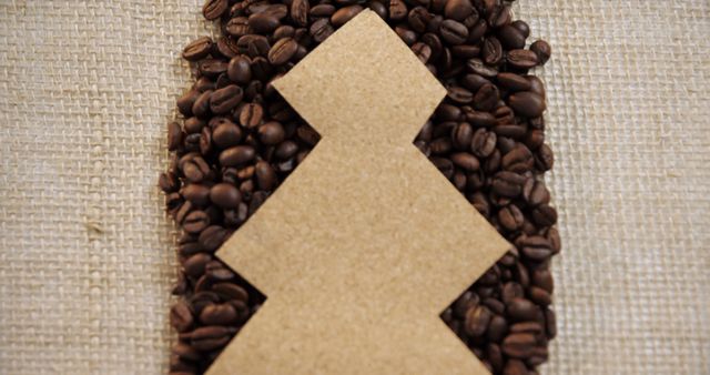 Coffee Beans Shaped as Christmas Tree on Burlap Background - Download Free Stock Images Pikwizard.com