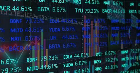 Digital Stock Market Display with Tickers and Graphs