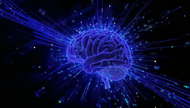 Futuristic Digital Brain with Neon Technology Concept